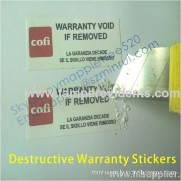 Self-destruct Permanent Adhesive Labels,warranty Security Seals,tamper Evident Warranty Eggshell Stickers 